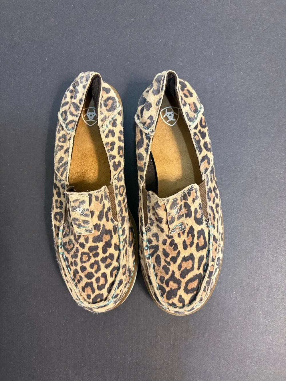 Ariat Kids Cruiser Rodeo Leopard Moccasin Slip-Ons - Brown/Tan